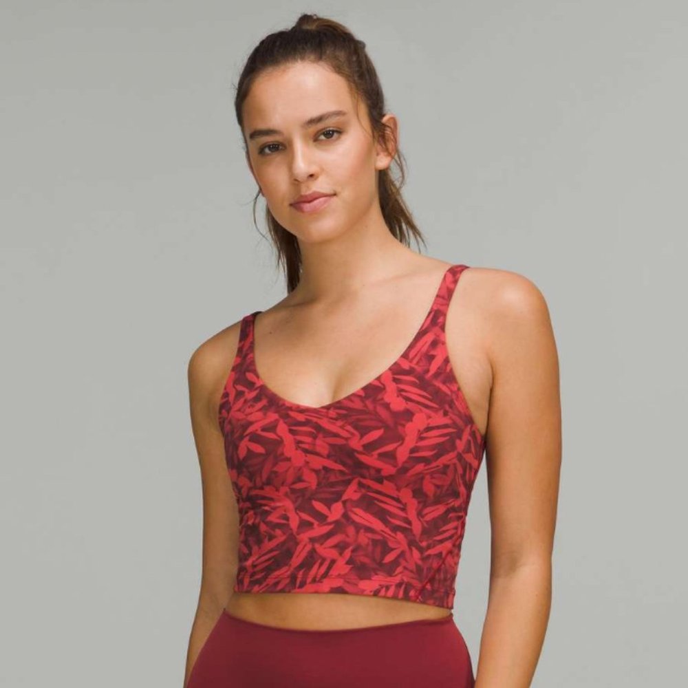 Lululemon NWT Align Cropped Tank Top Spray Leaf Fireside Red Multi